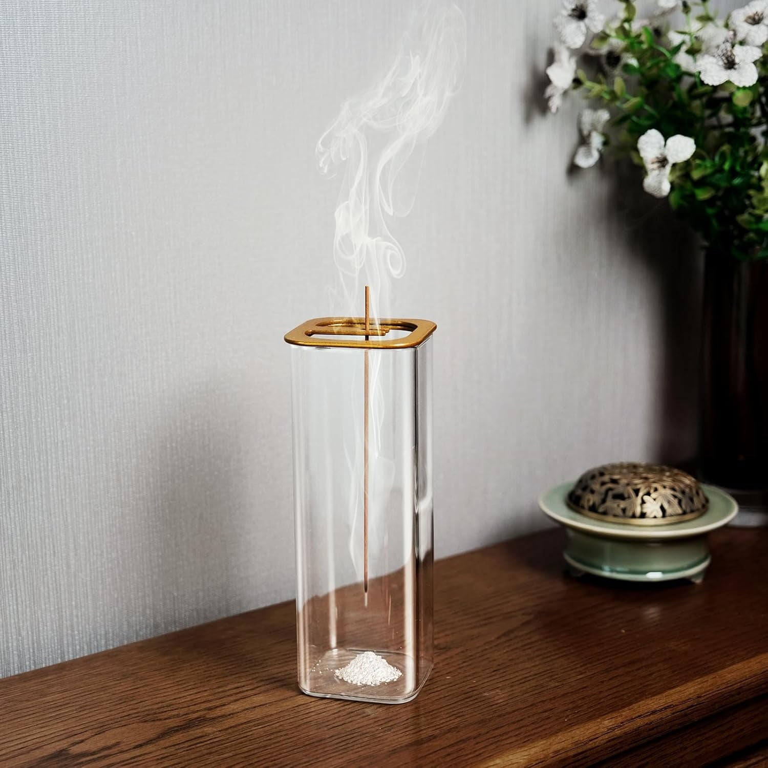  Golden Glass Incense Burner Stick Holder