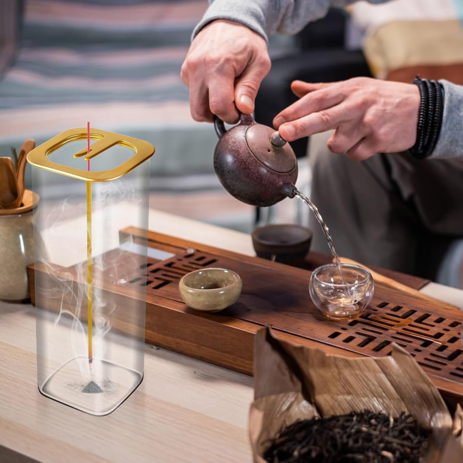  Golden Glass Incense Burner Stick Holder