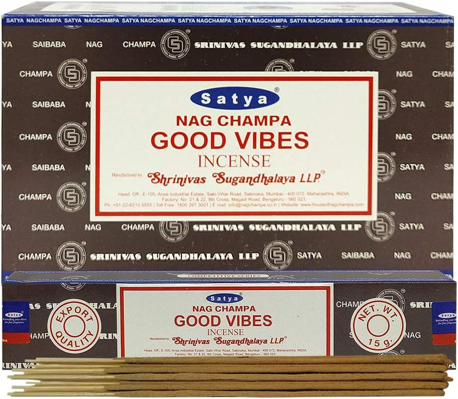 Good Vibes Incense Sticks and Incense Stick Holder Bundle