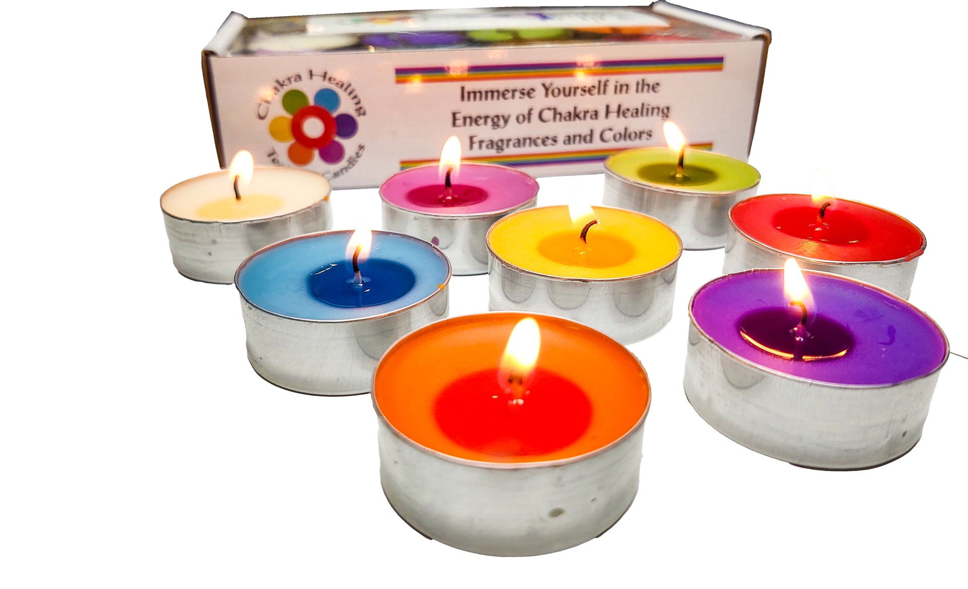 Chakra Scented and Colored Tealight Candles (16 Pc) with 8 Fragrances and Colors 