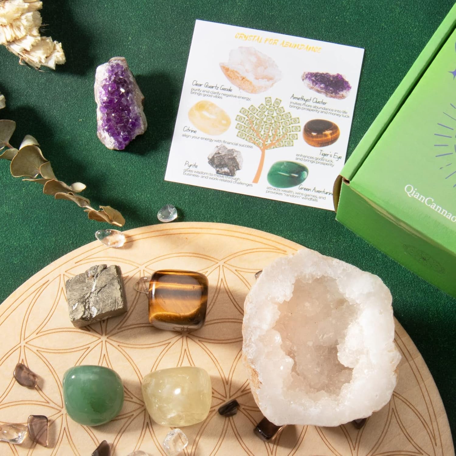 Crystals and Healing Stones Set for Abundance and Prosperity, Spiritual Crystals 