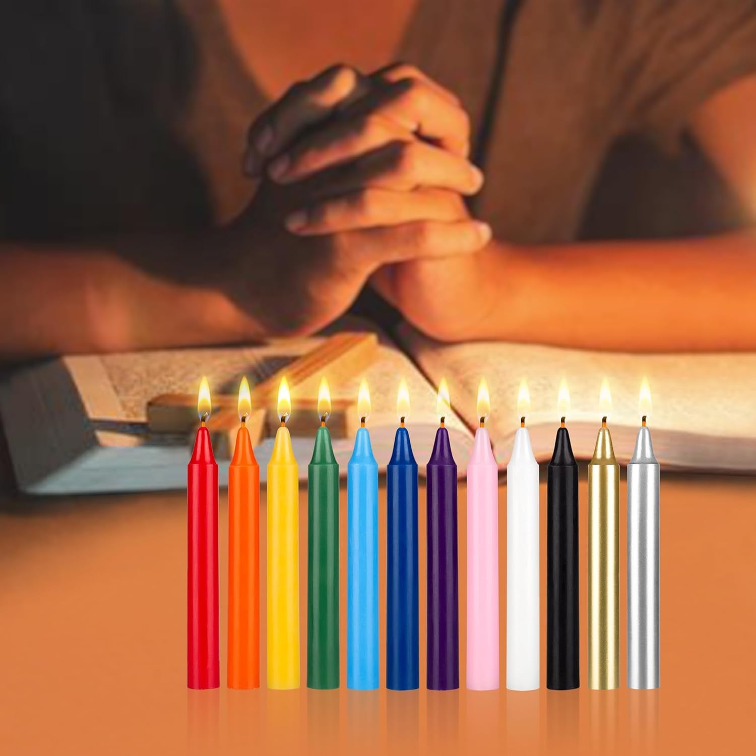 Multicolored 12 Pcs Unscented  Handcrafted Wax Candle 4 Inch X 1/2 Inch