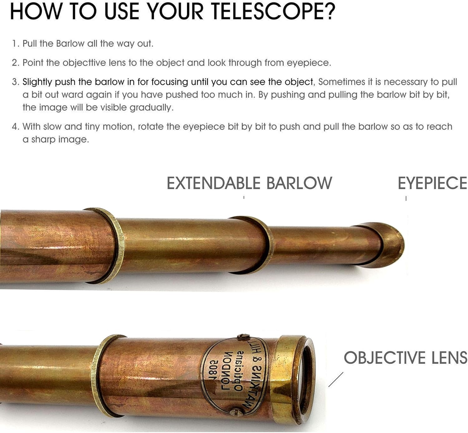 Nautical Brass Spyglass Telescope with Wooden Box