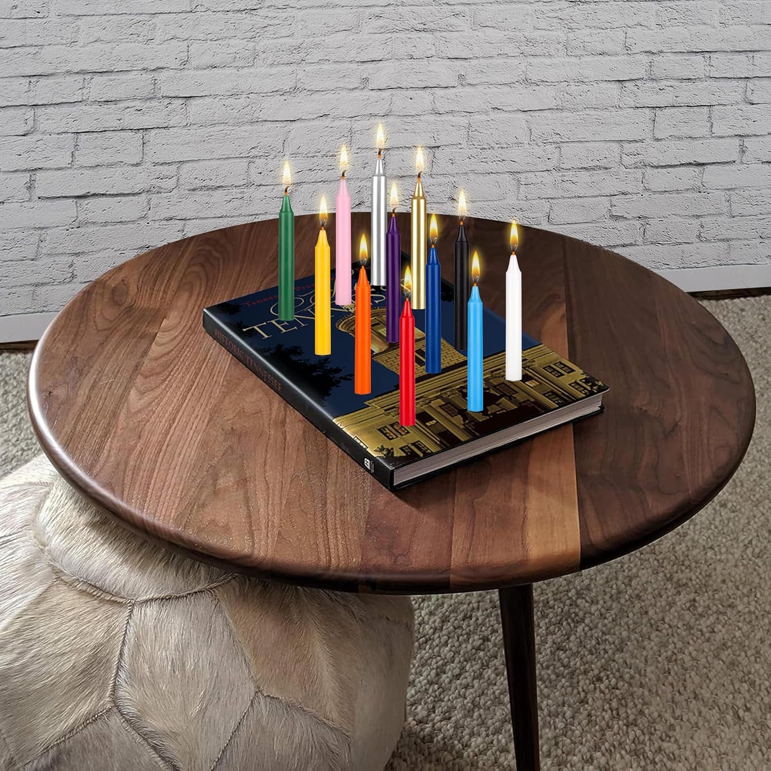 Multicolored 12 Pcs Unscented  Handcrafted Wax Candle 4 Inch X 1/2 Inch