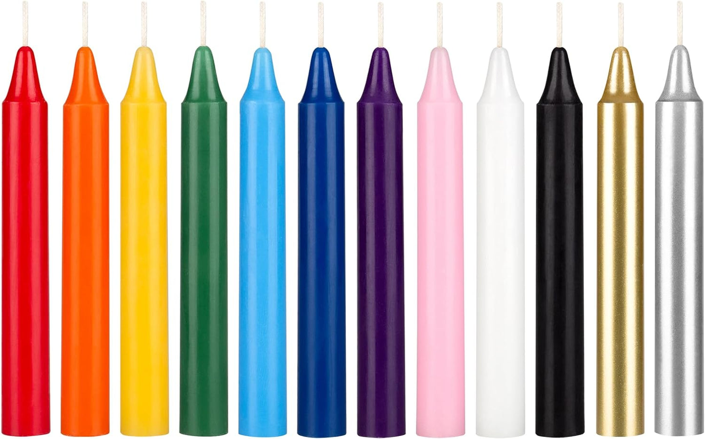 Multicolored 12 Pcs Unscented  Handcrafted Wax Candle 4 Inch X 1/2 Inch