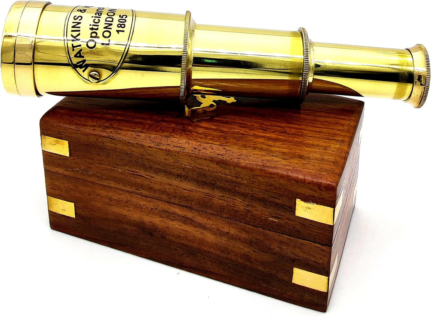 Nautical Brass Spyglass Telescope with Wooden Box