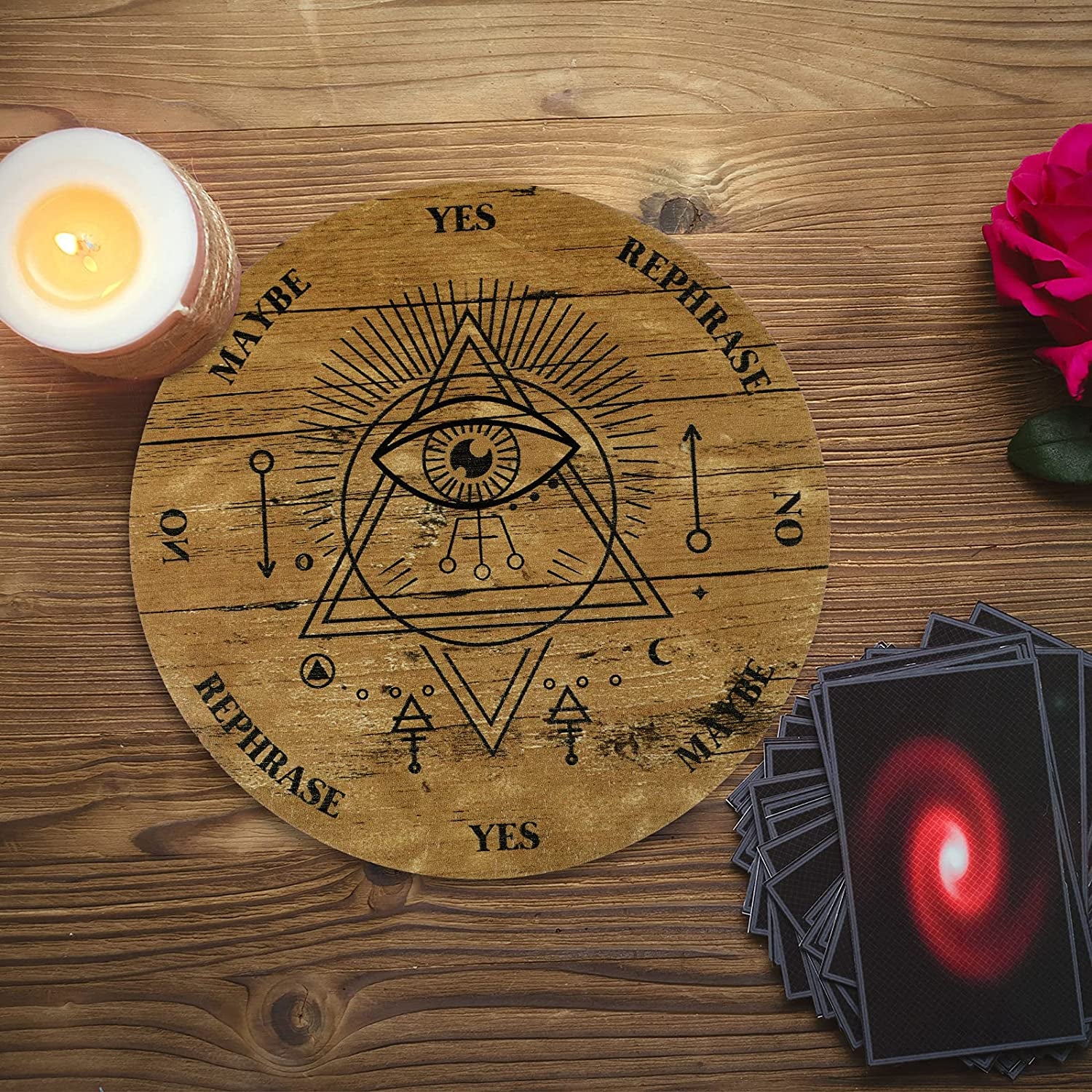 Wooden Divination Pendulum Crystal Necklace and Metaphysical Message Board Kit, 3.9 Inch