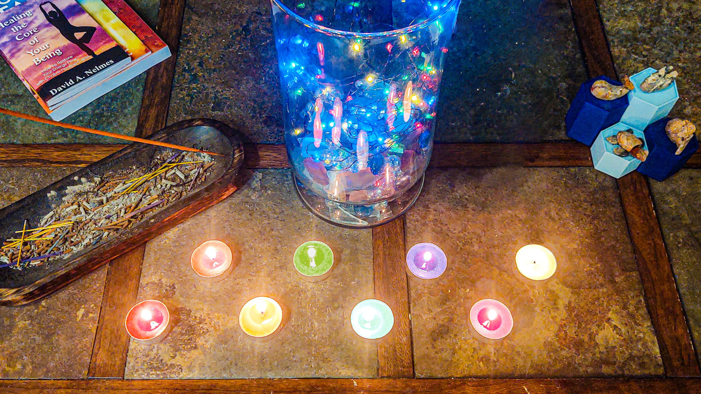 Chakra Scented and Colored Tealight Candles (16 Pc) with 8 Fragrances and Colors 