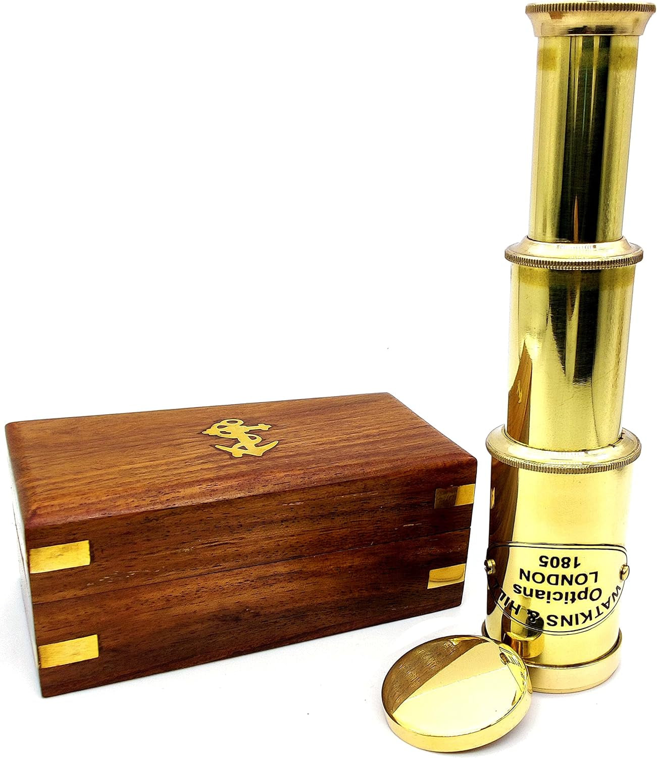 Nautical Brass Spyglass Telescope with Wooden Box