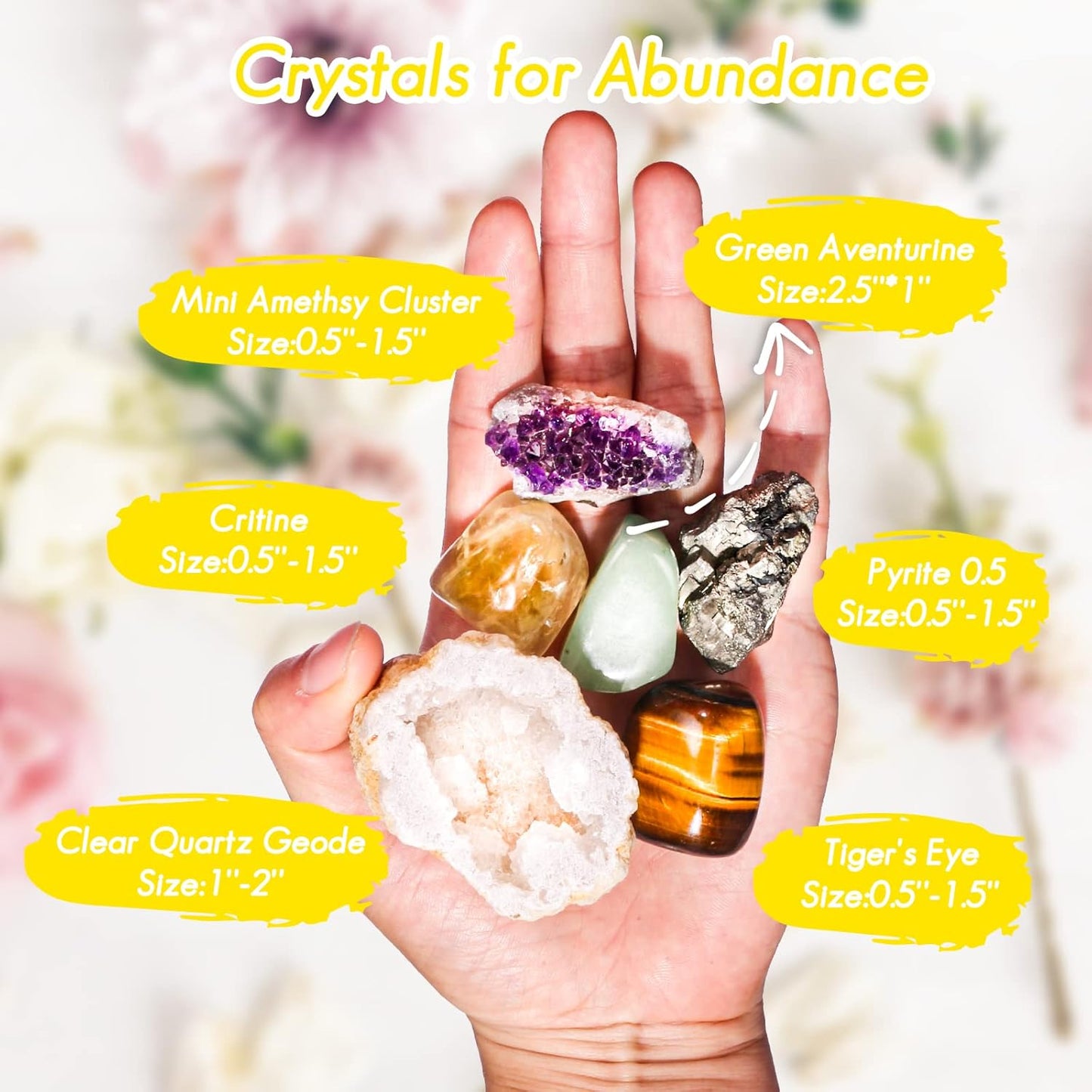 Crystals and Healing Stones Set for Abundance and Prosperity, Spiritual Crystals 