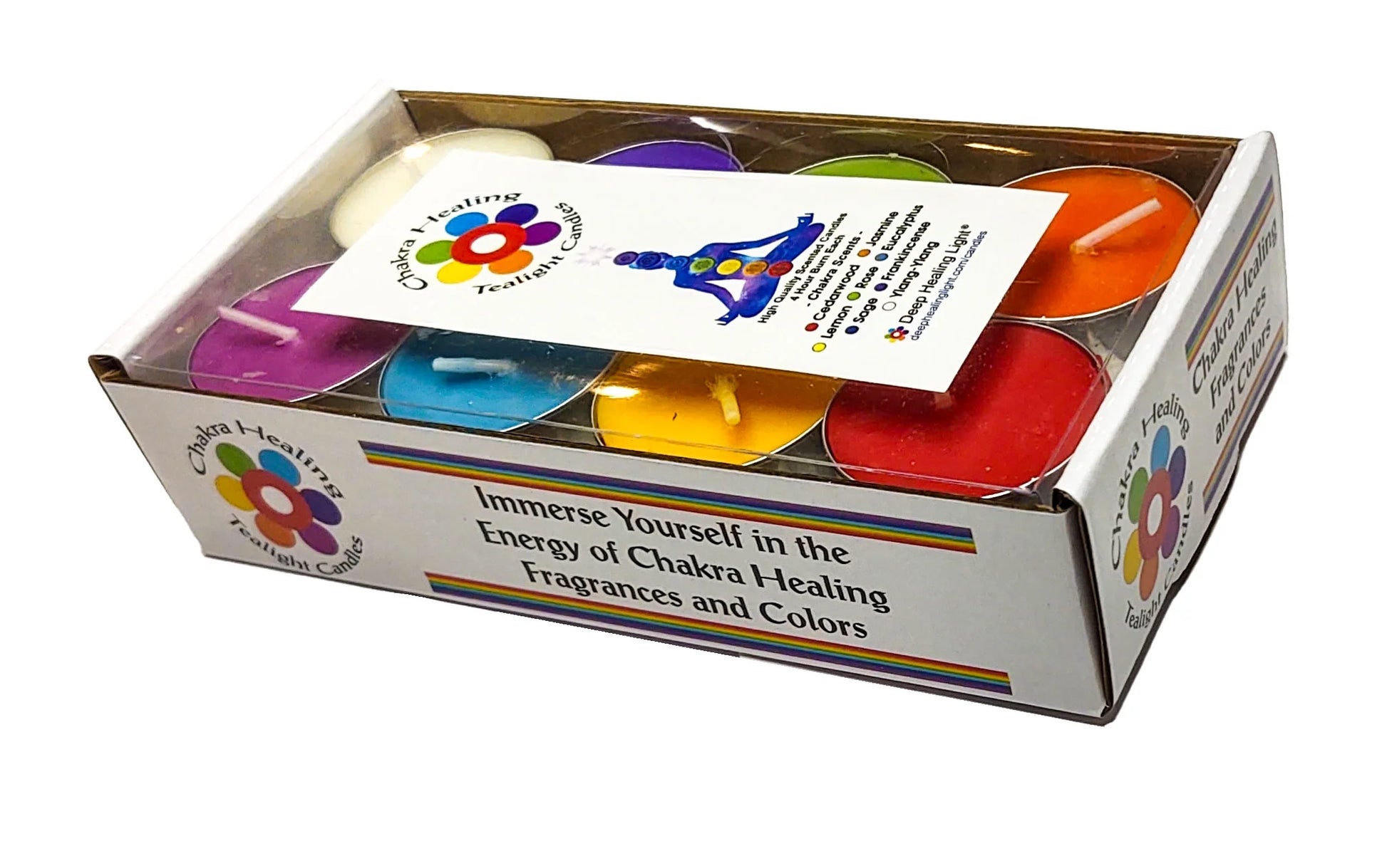 Chakra Scented and Colored Tealight Candles (16 Pc) with 8 Fragrances and Colors 